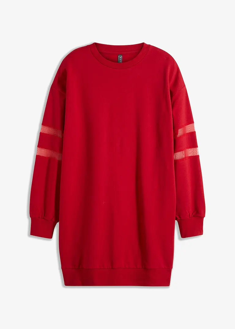 bonprix Sweatkleid mit Mesh-Einsätzen - rot - Damen