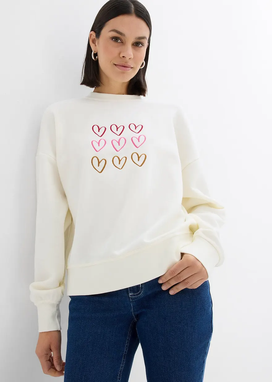 Bonprix Sweatshirt Im Bequemen Schnitt - Weiß - Damen