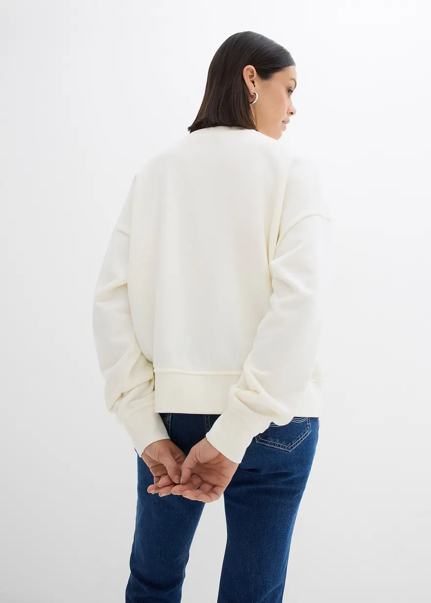 Bonprix Sweatshirt Im Bequemen Schnitt - Weiß - Damen