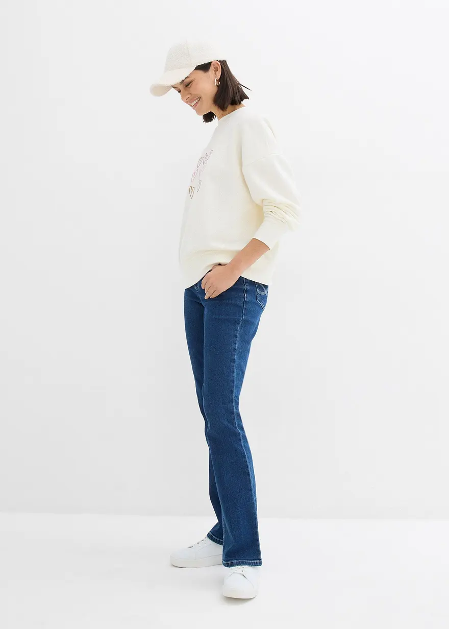 Bonprix Sweatshirt Im Bequemen Schnitt - Weiß - Damen