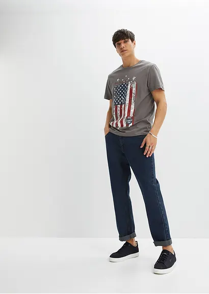 Bonprix T-Shirt Mit Kernigem Print - Grau - Herren