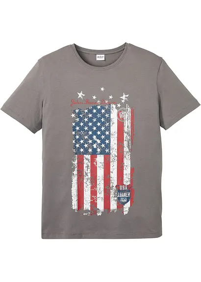 bonprix T-Shirt mit kernigem Print - grau - Herren