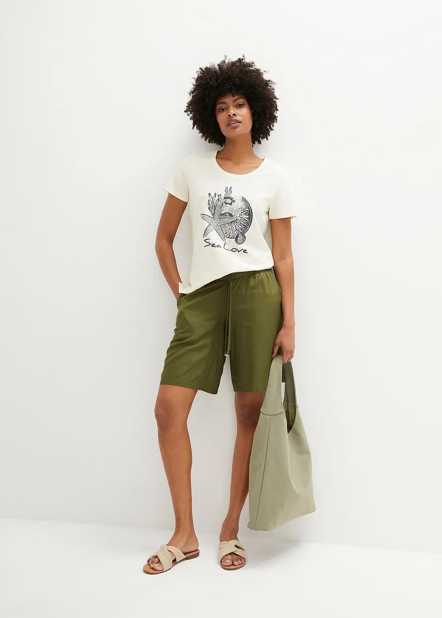 Bonprix T-Shirt Mit Maritimem Druck - Weiß - Damen