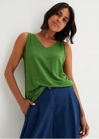 Bonprix Tanktop Aus Leinen - Grün - Damen