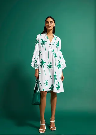 Bonprix Tolles Tunika-Kleid Mit Muster - Weiß - Damen