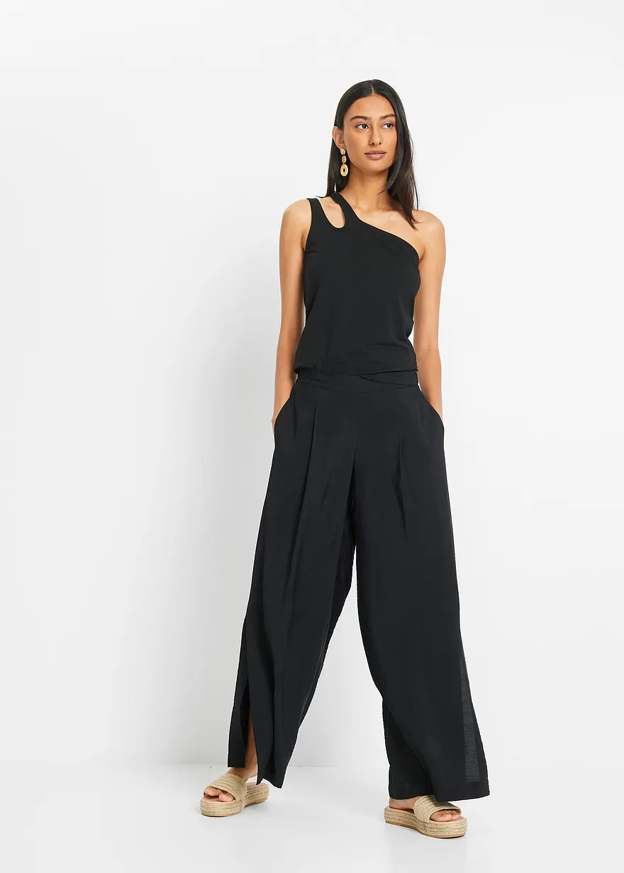 Bonprix Trendige Hose Mit Schlitzen - Schwarz - Damen