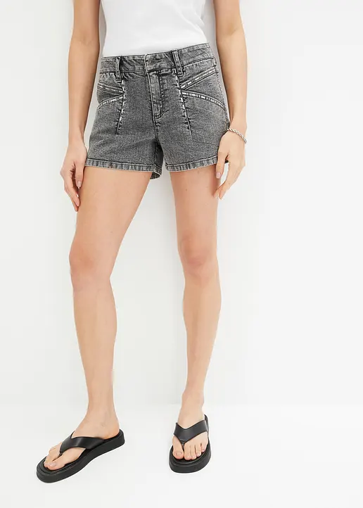 Bonprix Trendige Jeans-Shorts - Grau - Damen