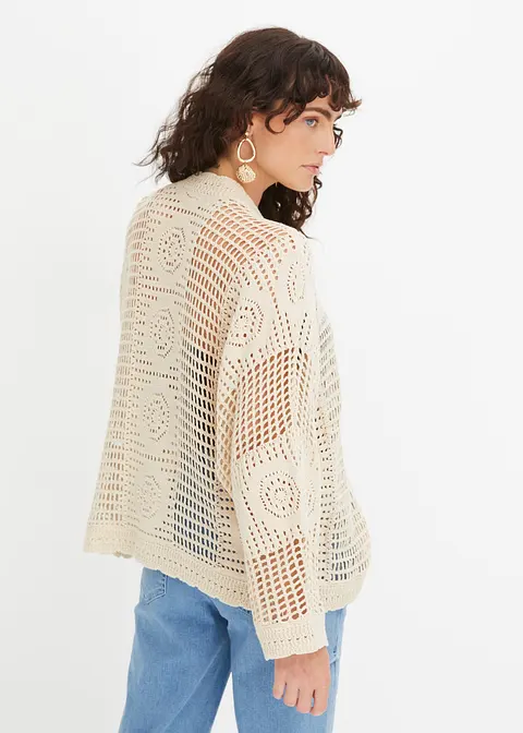 Bonprix Trendige Strickjacke - Beige - Damen