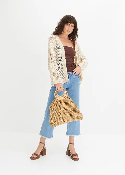Bonprix Trendige Strickjacke - Beige - Damen
