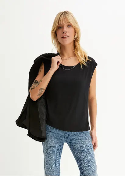 Bonprix Trendstarkes Shirt Mit Druck - Schwarz - Damen
