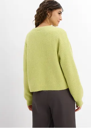 Bonprix Verkürzte Strickjacke - Grün - Damen