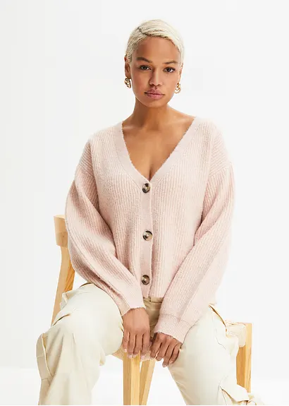 Bonprix Verkürzte Strickjacke - Rosa - Damen