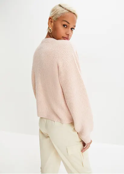 Bonprix Verkürzte Strickjacke - Rosa - Damen