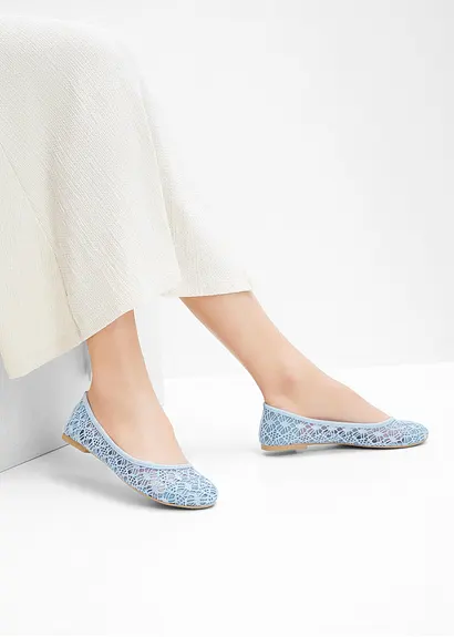 Bonprix Verspielte Ballerina Mit Spitze - Blau - Damen