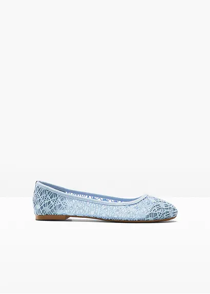 bonprix Verspielte Ballerina mit Spitze - blau - Damen