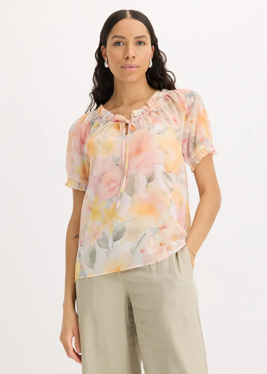 Bonprix Verspielte Bluse Mit Rüschen - Rosa - Damen