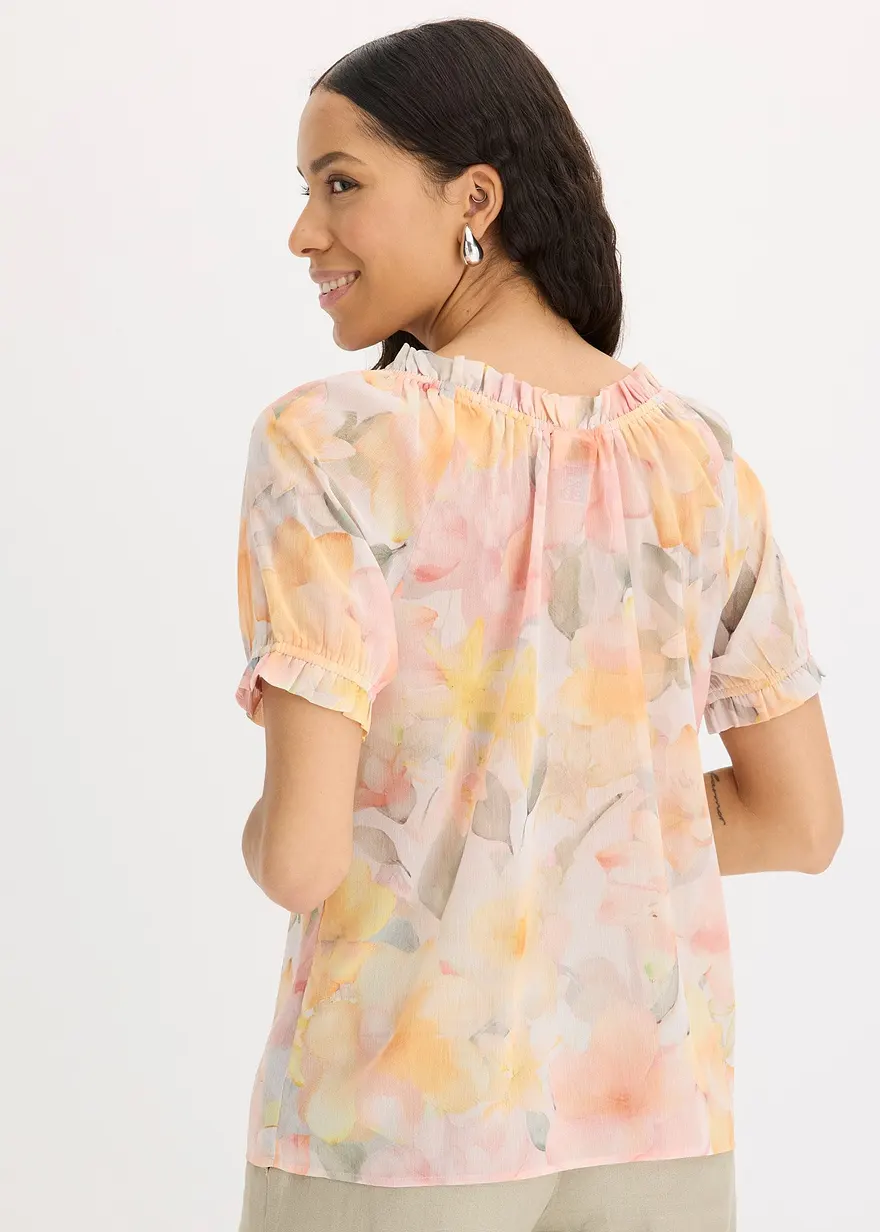 Bonprix Verspielte Bluse Mit Rüschen - Rosa - Damen