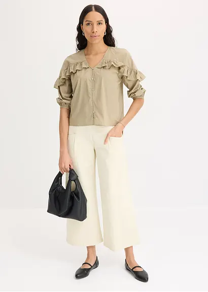 Bonprix Verspielte Bluse Mit Volants - Grün - Damen