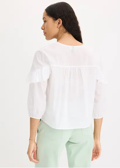 Bonprix Verspielte Bluse Mit Volants - Weiß - Damen