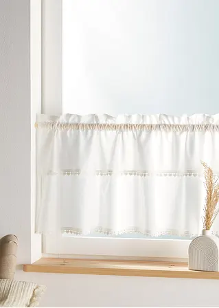 bonprix Verspielte Küchengardine - weiß Tunnelzug