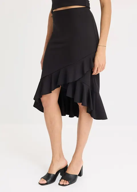 Bonprix Verspielter Rock Mit Volants - Schwarz - Damen