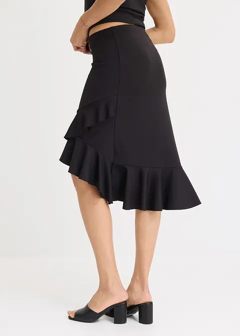 Bonprix Verspielter Rock Mit Volants - Schwarz - Damen