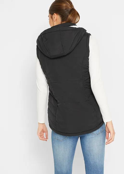 Bonprix Warme Steppweste - Schwarz - Damen