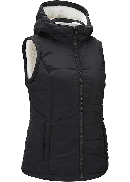 bonprix Warme Steppweste - schwarz - Damen