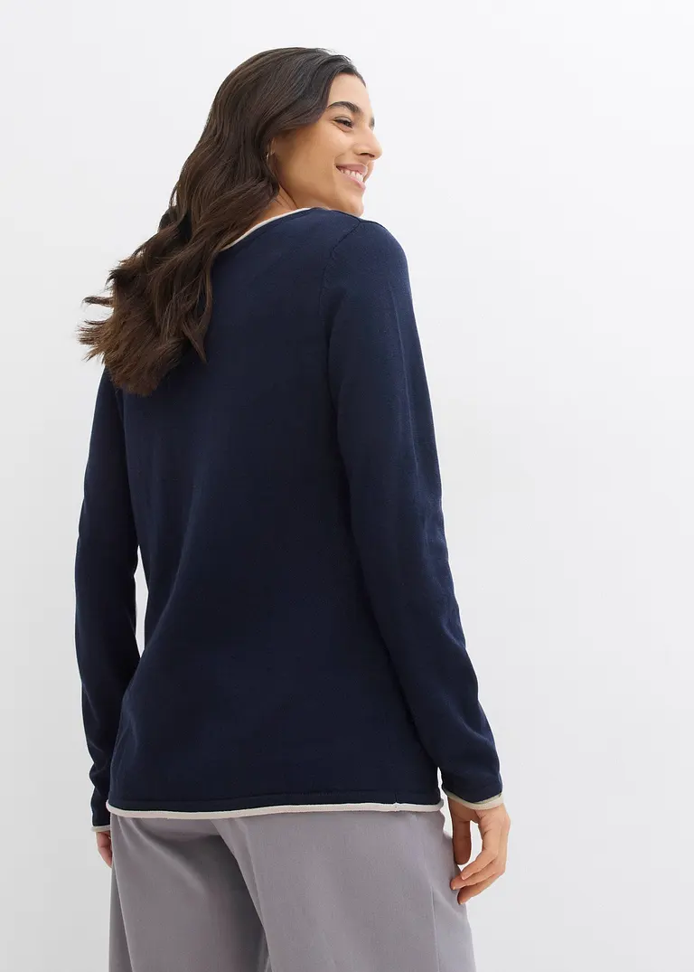 Bonprix Weicher Pullover Mit Rollkante - Blau - Damen