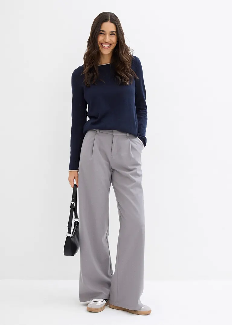 Bonprix Weicher Pullover Mit Rollkante - Blau - Damen