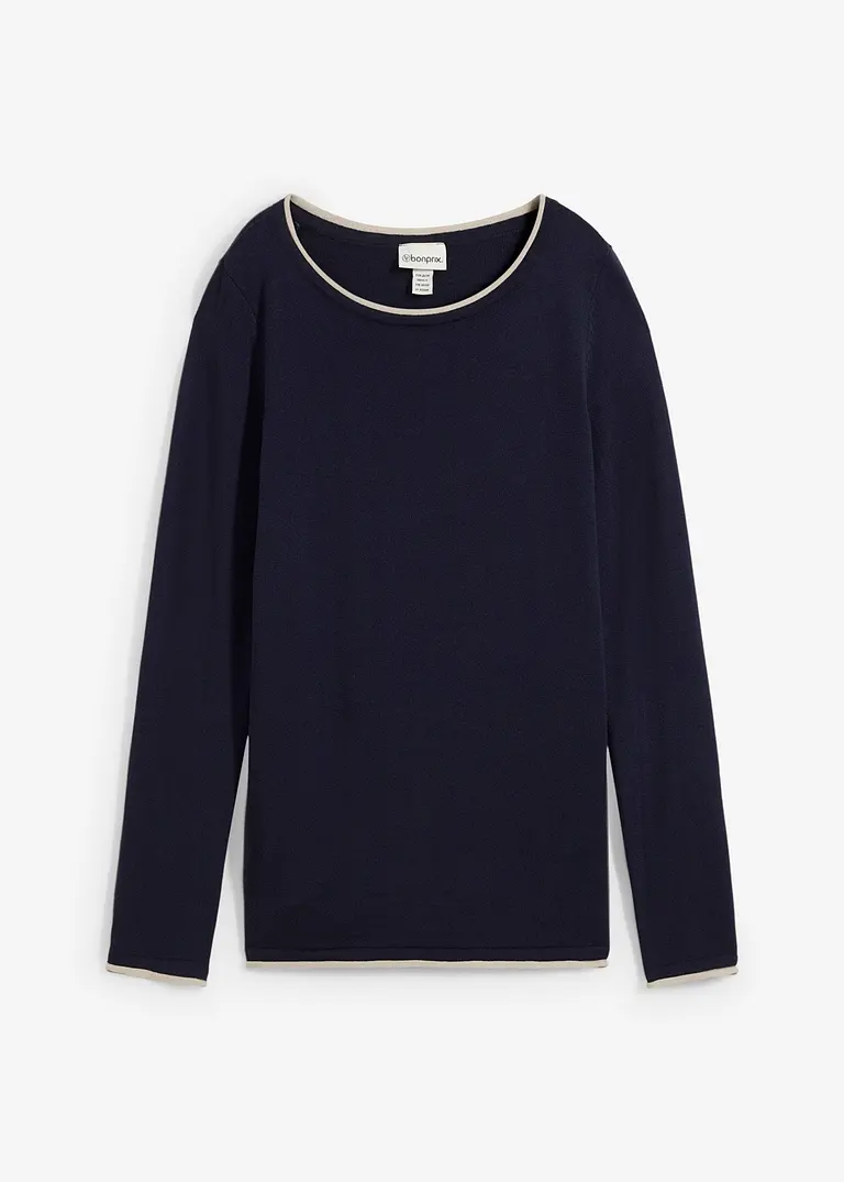 bonprix Weicher Pullover mit Rollkante - blau - Damen