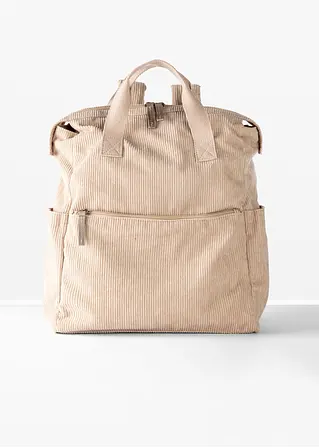 bonprix Weicher Rucksack in Cordoptik - beige - Damen