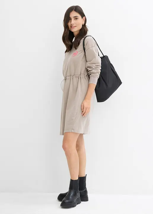 Bonprix Weit Geschnittenes Sweatkleid - Braun - Damen