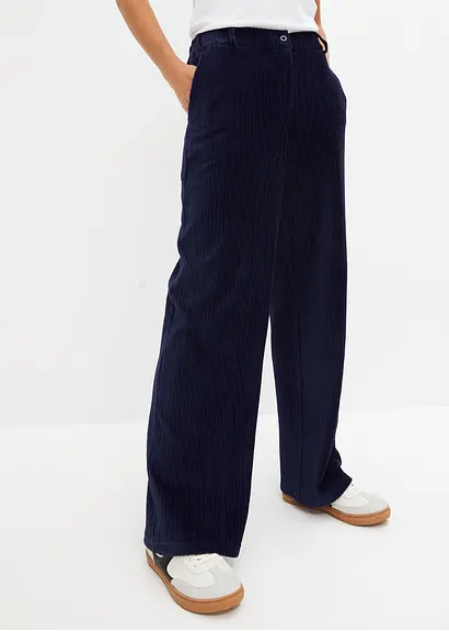 Bonprix Weite Hose Aus Ripp-Samt - Blau - Damen