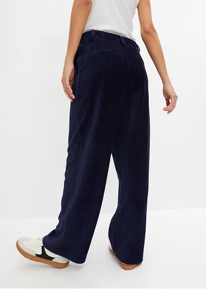 Bonprix Weite Hose Aus Ripp-Samt - Blau - Damen