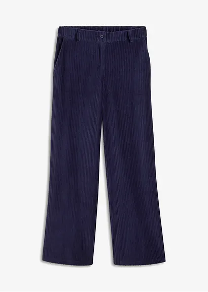 bonprix Weite Hose aus Ripp-Samt - blau - Damen