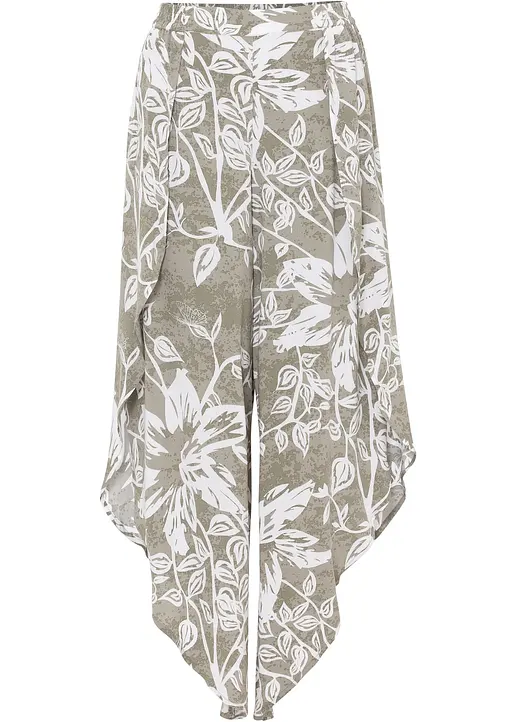 bonprix Weite Hose mit floralem Muster - grün - Damen