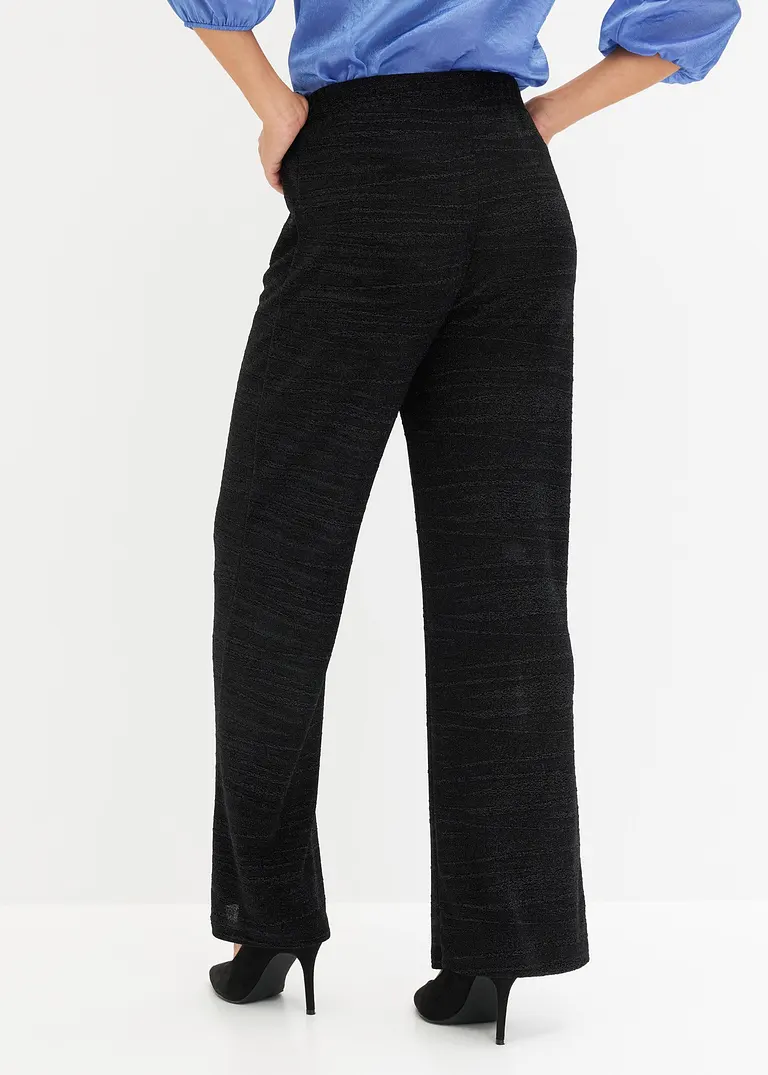 Bonprix Weite Hose Mit Glitzereffekt - Schwarz - Damen
