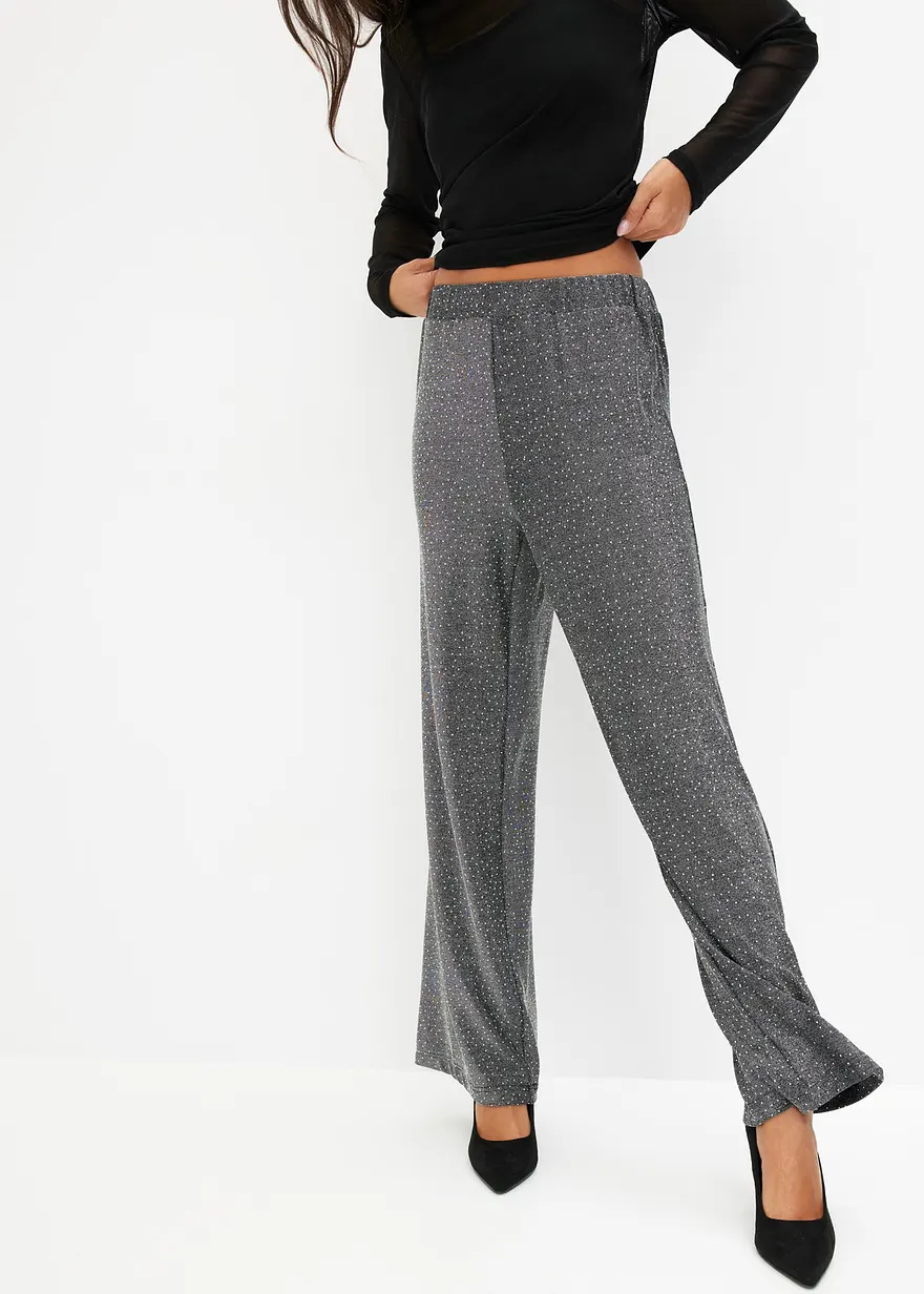 Bonprix Weite Hose Mit Glitzereffekt - Silber - Damen