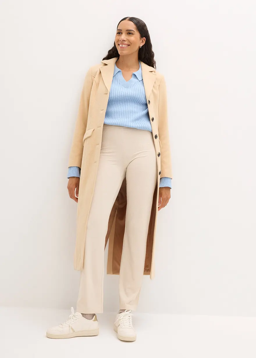Bonprix Weite Jerseyhose - Beige - Damen