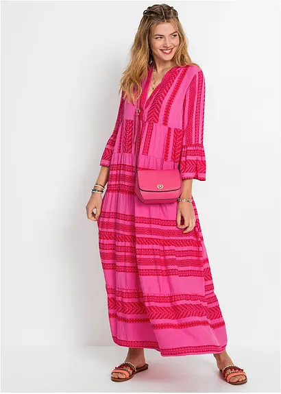 Bonprix Weites Maxikleid - Rot Petite - Damen