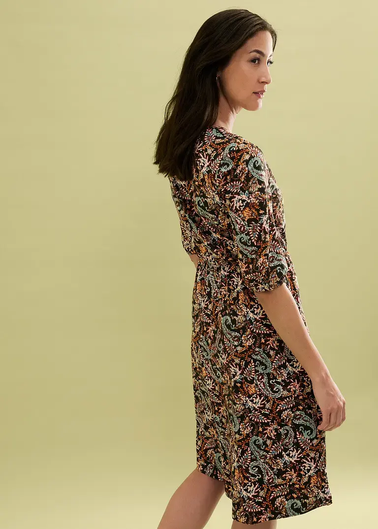 Bonprix Wickelkleid In A-Linie - Schwarz - Damen