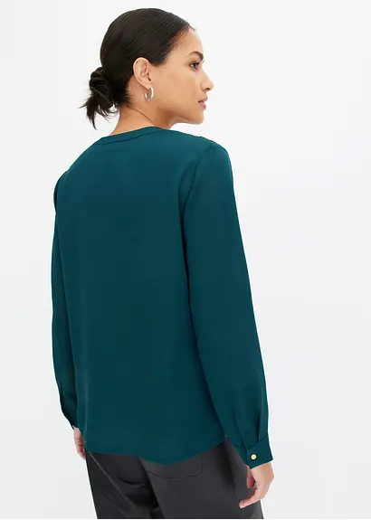Bonprix Zeitlose Crepe-Bluse Mit Spitze - Grün - Damen
