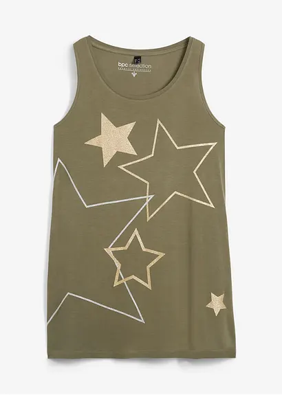bonprix Zeitloses Long-Top mit Sternen - grün - Damen