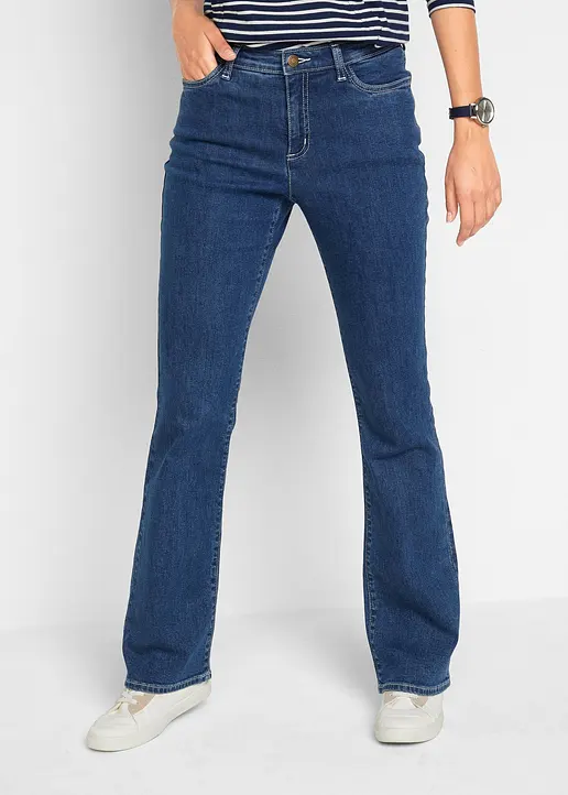 Bonprix Bootcut Jeans Mid Waist Bio-Baumwolle - Blau Regular