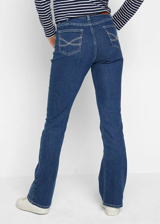 Bonprix Bootcut Jeans Mid Waist Bio-Baumwolle - Blau Regular