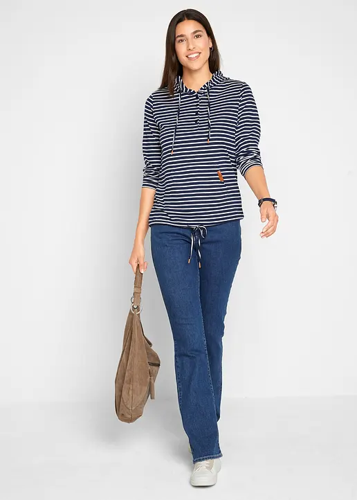 Bonprix Bootcut Jeans Mid Waist Bio-Baumwolle - Blau Regular