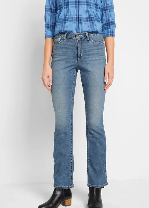 Bonprix Bootcut Jeans Mid Waist Bio-Baumwolle - Blau Regular