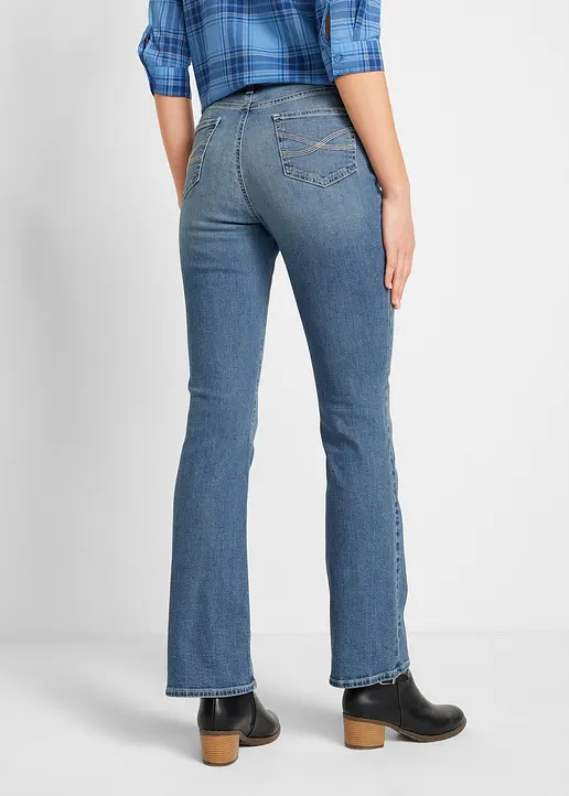 Bonprix Bootcut Jeans Mid Waist Bio-Baumwolle - Blau Regular
