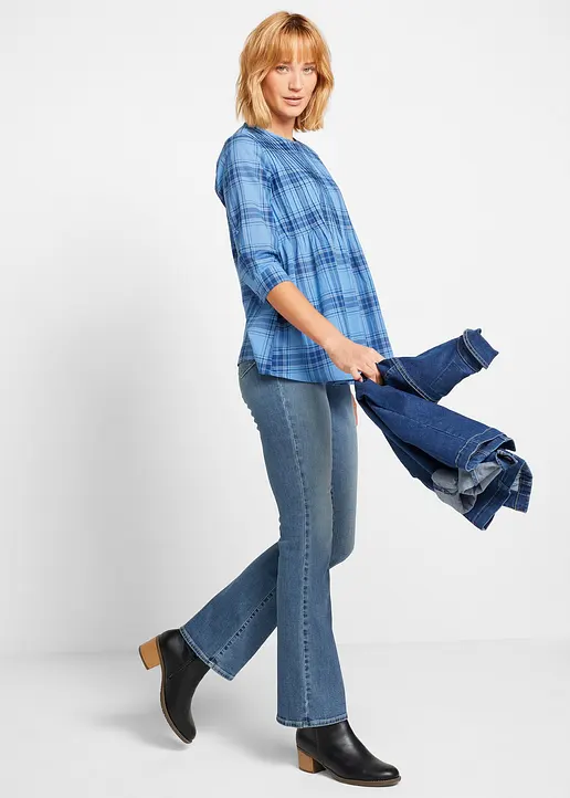 Bonprix Bootcut Jeans Mid Waist Bio-Baumwolle - Blau Regular